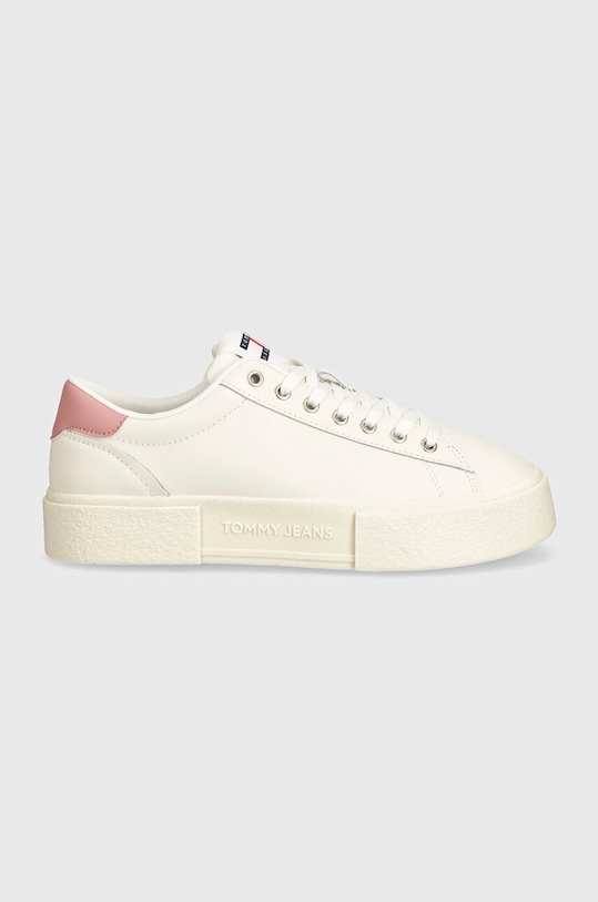 Tommy Jeans sneakersy skórzane TJW FOXING FLATFORM EN0EN02567 biały AW24