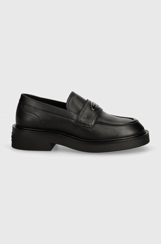 Tommy Jeans mocasini de piele TJW FLAT LOAFER EN0EN02557 negru AW24
