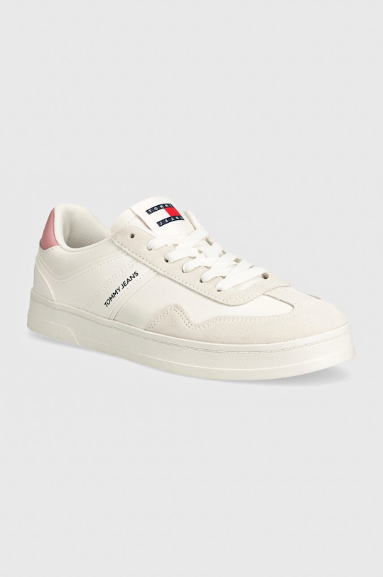Tommy Jeans sneakers TJW COURT piele întoarsă alb EN0EN02552