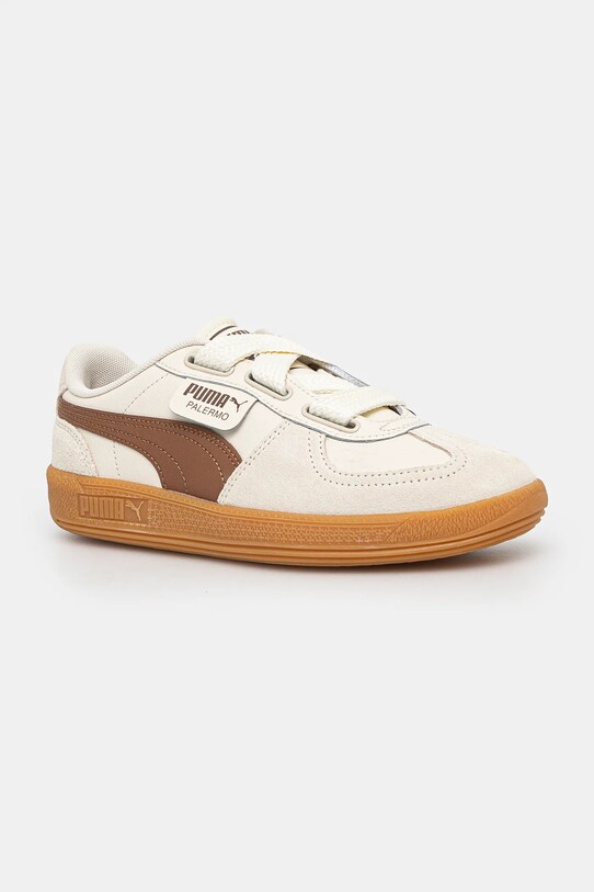 Puma leather sneakers Palermo Wide Lace SD faux grain leather beige 402109