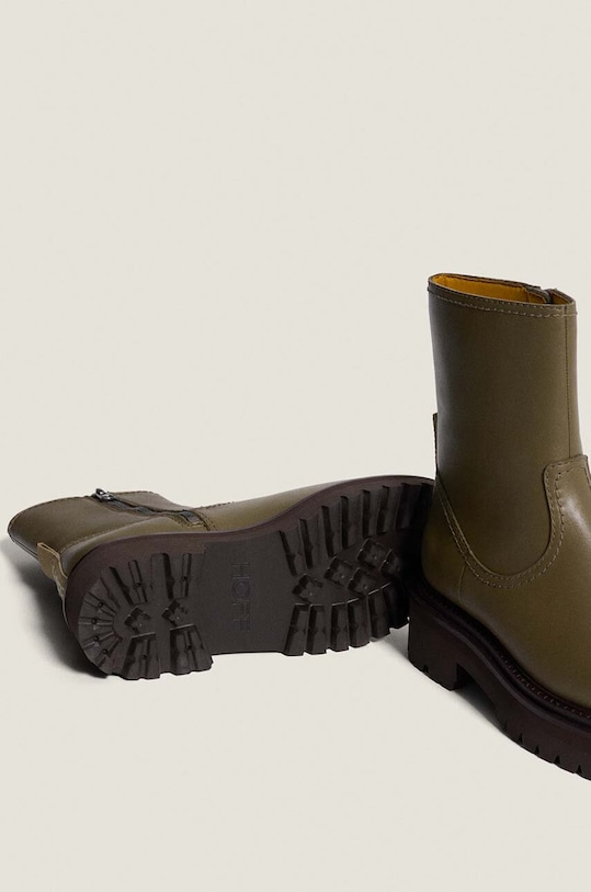 Kožené kotníkové boty Hoff OFFICE MILITARE zelená 22431002