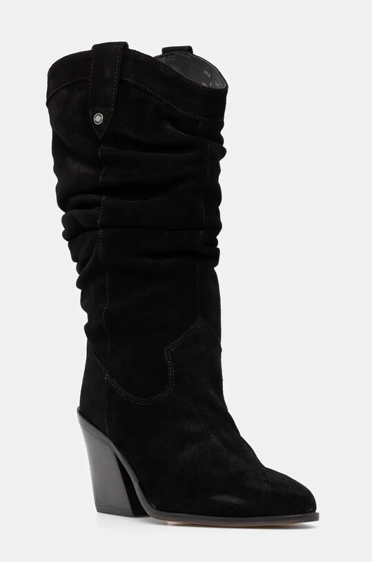Barbour cizme din piele întoarsă Corey peste 8 cm negru LFO0732BK12