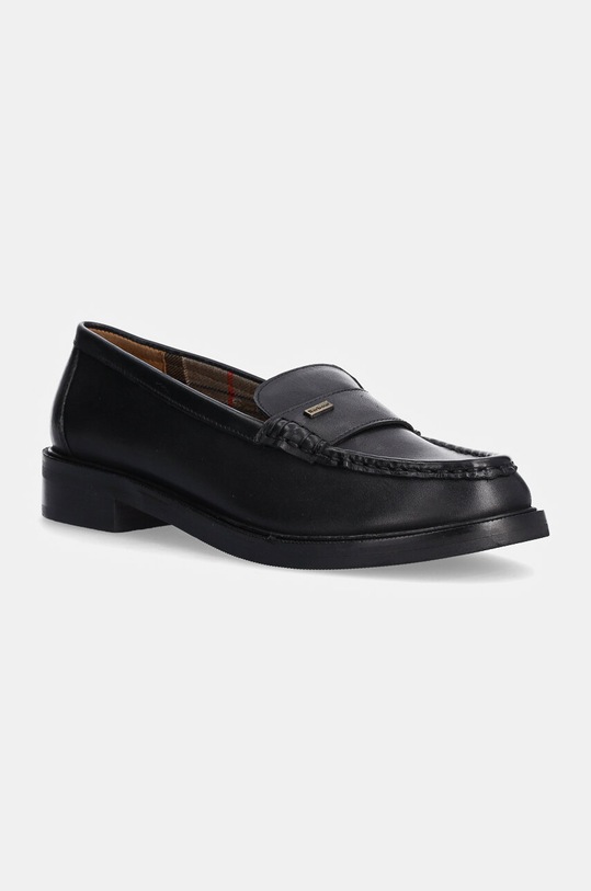 Kožne mokasinke Barbour Francis ravna crna LFO0742BK31