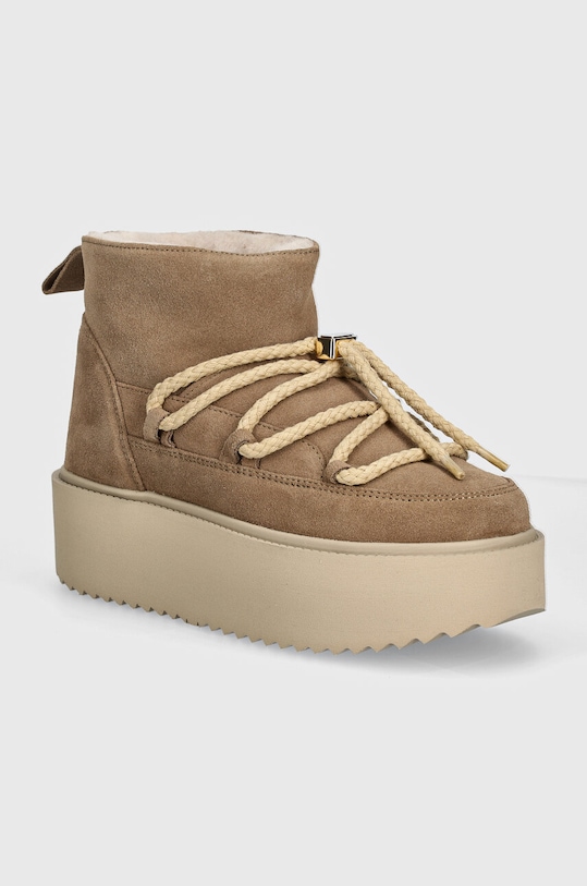 Inuikii śniegowce zamszowe Classic Low Platform sznurowanie beżowy 75204.004.Beige