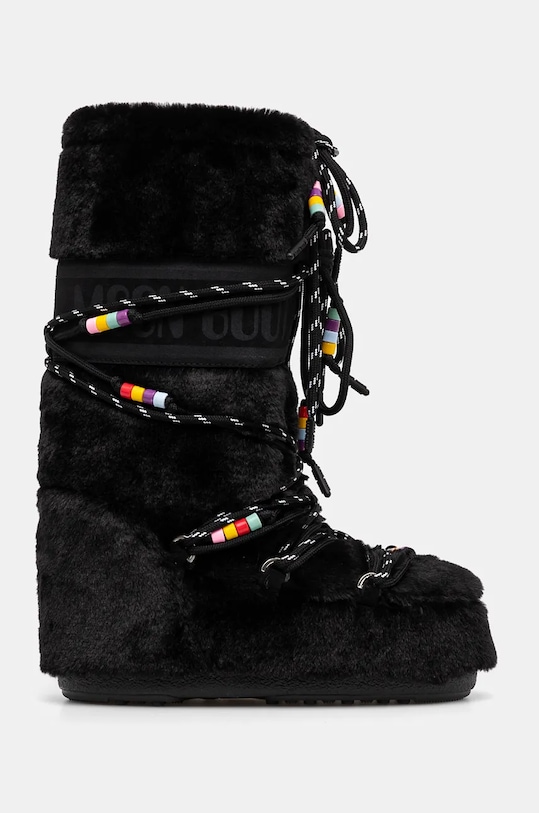 Μπότες χιονιού Moon Boot MB ICON FAUX FUR BEADS 80D1408990.N001 μαύρο AW24