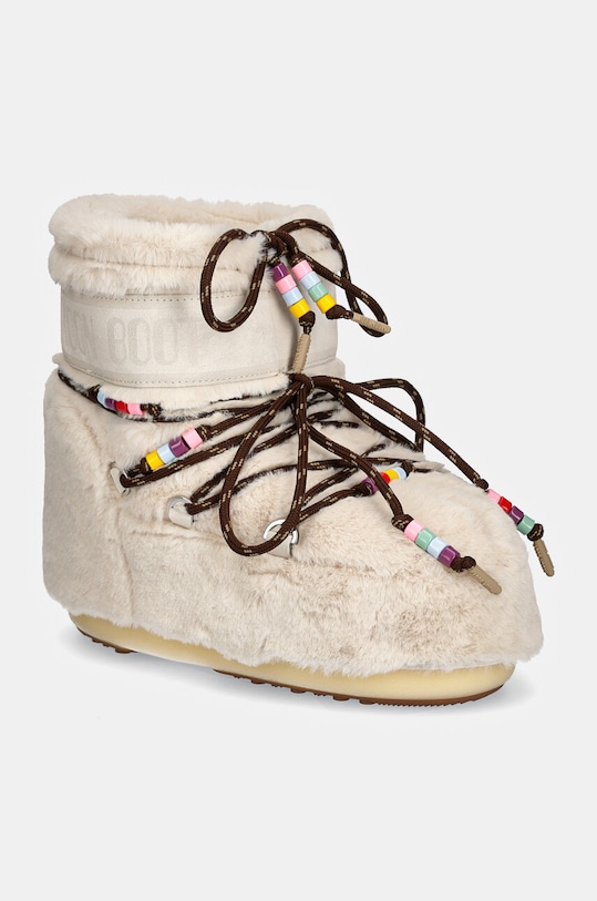 Moon Boot śniegowce MB ICON LOW FAUX FUR BEADS tekstylny beżowy 80D1409470.L002