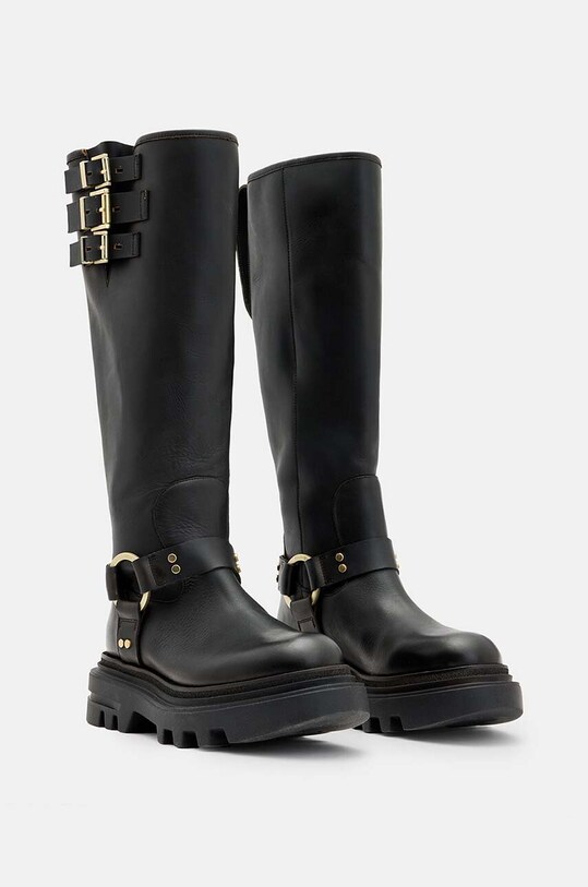 Кожаные сапоги AllSaints Jade Biker Boot W055FB чёрный AW24