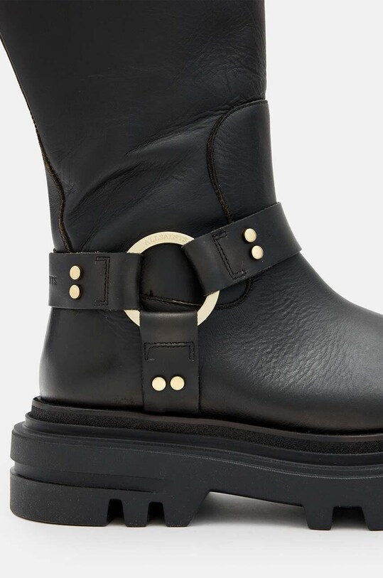 Кожаные сапоги AllSaints Jade Biker Boot чёрный W055FB