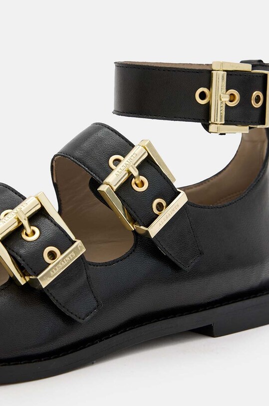 Шкіряні балетки AllSaints Susan Buckle Shoe чорний W009FA
