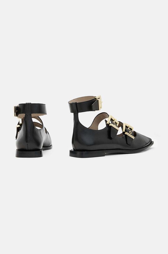 Шкіряні балетки AllSaints Susan Buckle Shoe W009FA чорний