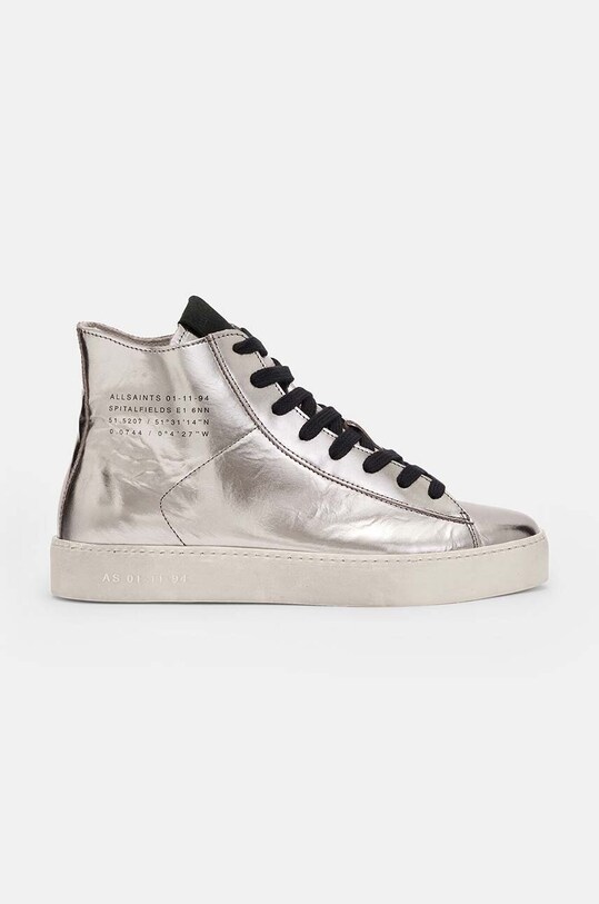 Шкіряні кеди AllSaints Tana Met High Top пласка срібний W118FB