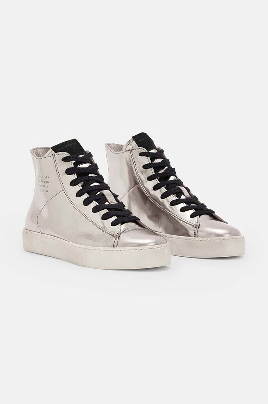 Шкіряні кеди AllSaints Tana Met High Top W118FB срібний AW24