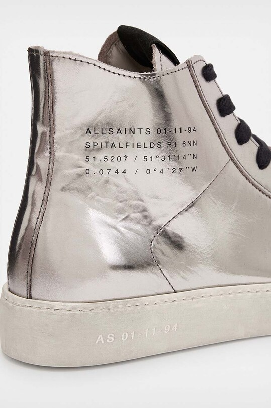 Шкіряні кеди AllSaints Tana Met High Top срібний W118FB