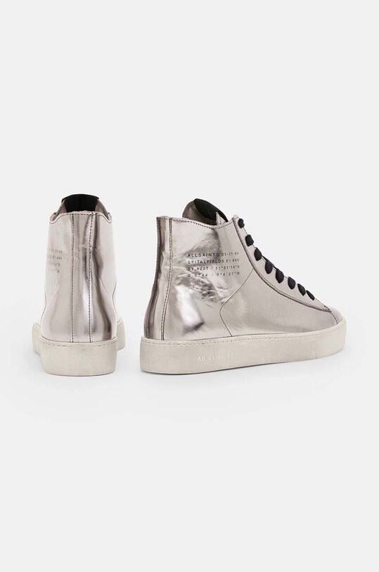 Шкіряні кеди AllSaints Tana Met High Top W118FB срібний