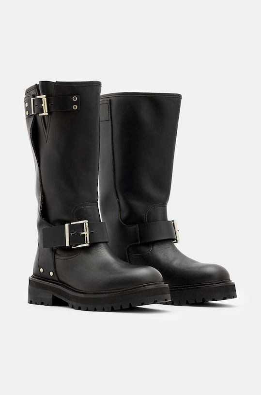 Kožne čizme AllSaints Tay Biker Boot W026FA crna AW24