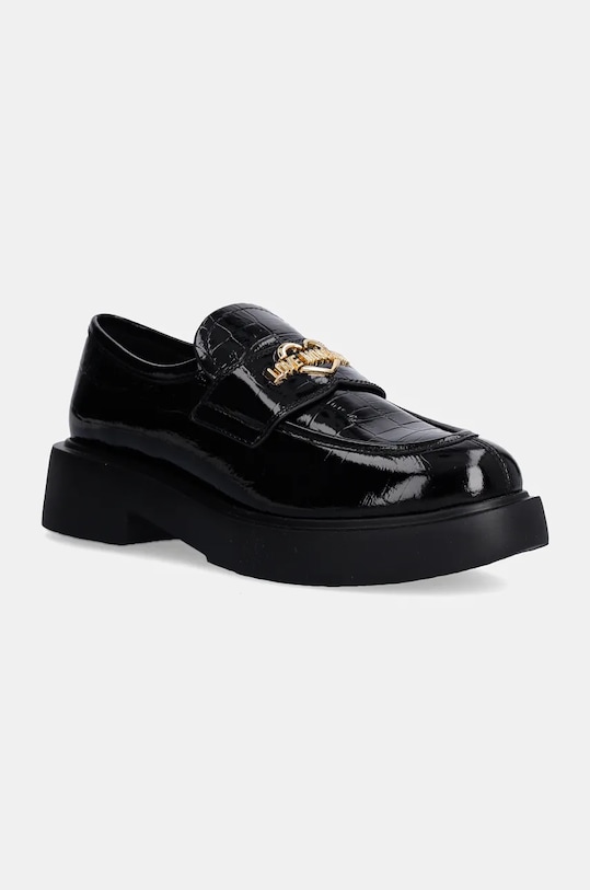 Kožne mokasinke Love Moschino lakirana koža crna JA10404G0LIB0000