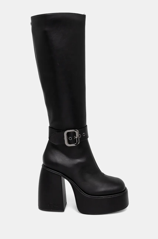 Buffalo kozaki Heart Boot Hi Buckle słupek czarny 1220060.BLK