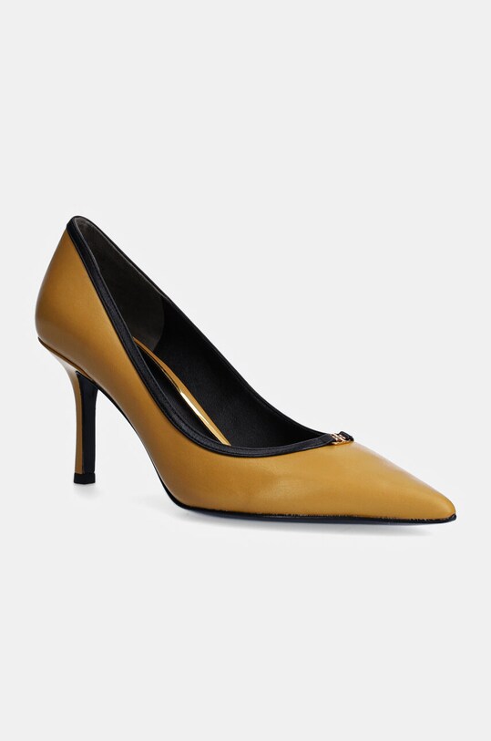Tory Burch stilettos de piele Double T Buckle Pump subțire maro 155737.200