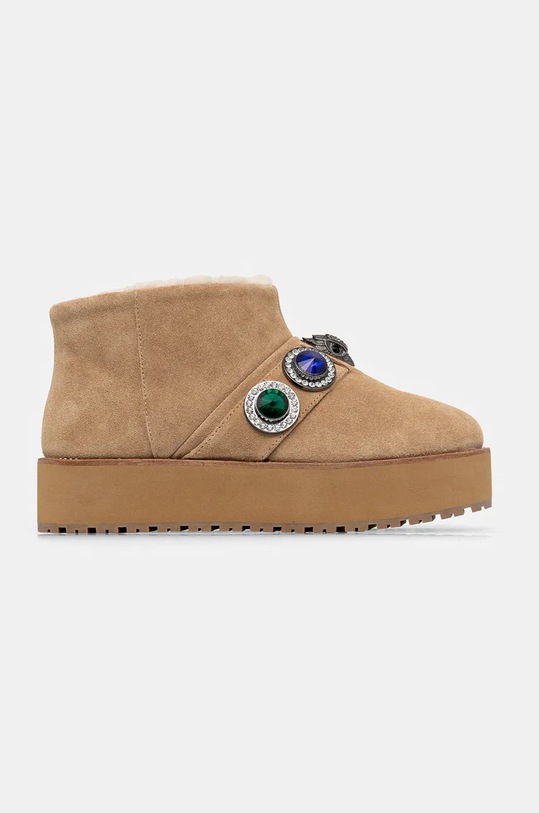 Obuwie Kurt Geiger London śniegowce zamszowe Octavia Teddy Bootie 3512940209.BEIGE beżowy