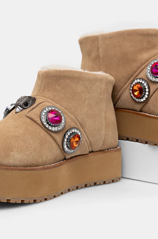 Kurt Geiger London śniegowce zamszowe Octavia Teddy Bootie beżowy 3512940209.BEIGE