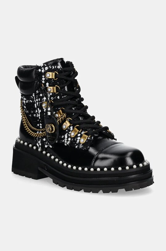 Кожаные полусапоги Kurt Geiger London Chelsea Combat Boot кожа чёрный 3423801619.BLKWHT