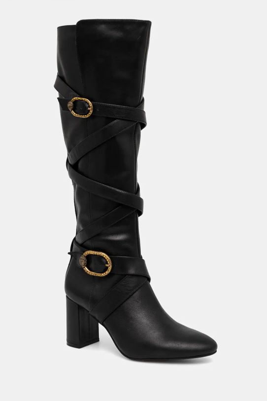 Кожаные сапоги Kurt Geiger London Mayfair Strappy Knee Boot 3483800109.BLACK чёрный AW24