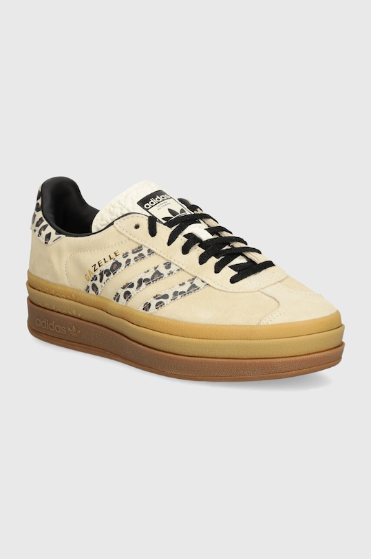 adidas Gazelle Bold Cream Black Leopard faux grain leather beige JI1370