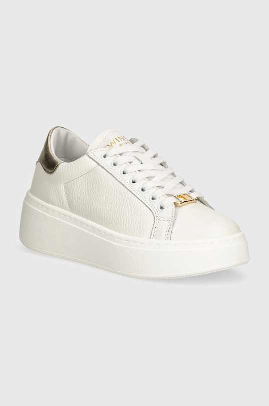 Twinset sneakersy skórzane platforma biały 242TCP010.07049