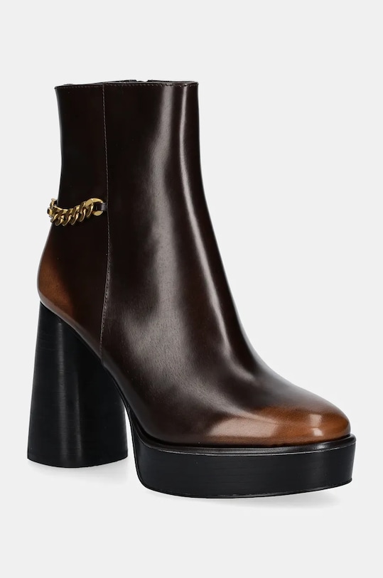 Kožené členkové topánky MICHAEL Michael Kors Carlisle stĺpikový hnedá 40F4CLME2L.230