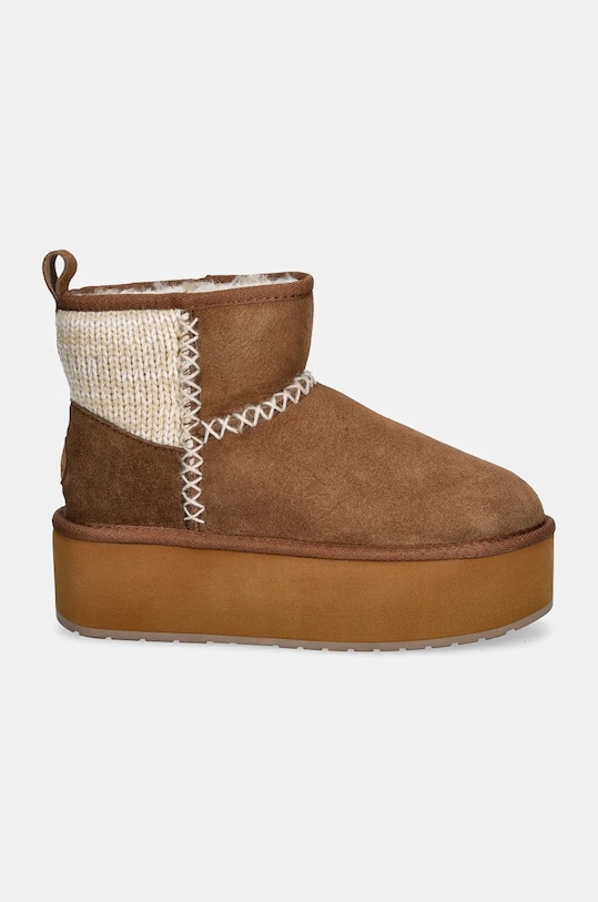 Semišové snehule Emu Australia Stinger Knit Flatform W13143.CHES hnedá AW24