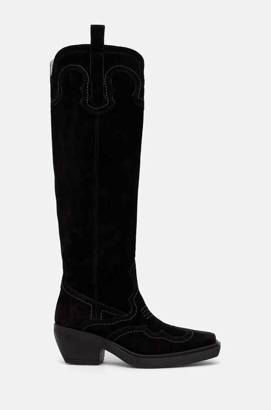 Copenhagen cizme de cowboy din piele intoarsa 5-8 cm negru CPH286