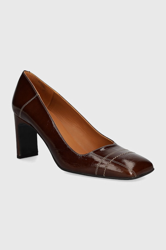 Kožne salonke Billi Bi široka potpetica smeđa A7482
