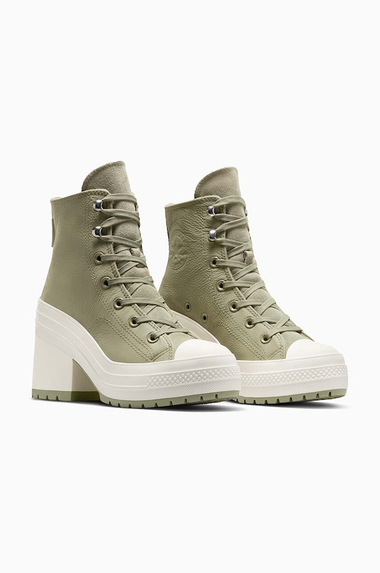 Converse trampki skórzane Chuck 70 De Luxe Heel Platform A10378C zielony AW24