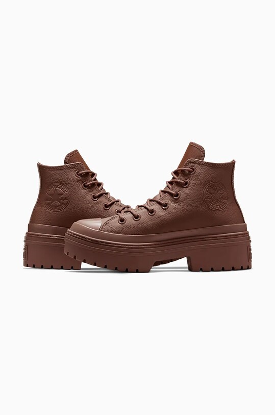 Кожени кецове Converse Chuck Taylor All Star Lugged Heel A11547C кафяв