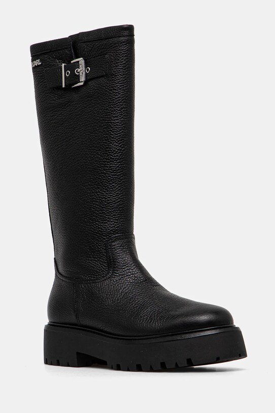 Kožené čižmy Karl Lagerfeld BURLY BIKER usňová koža čierna KL43490W.100