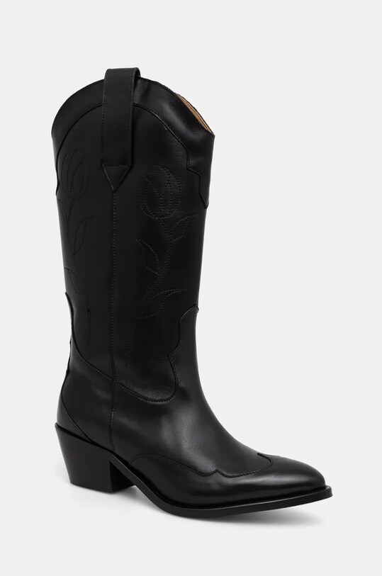 Kožne kaubojske čizme Alohas Liberty zrnata koža crna S100364.02
