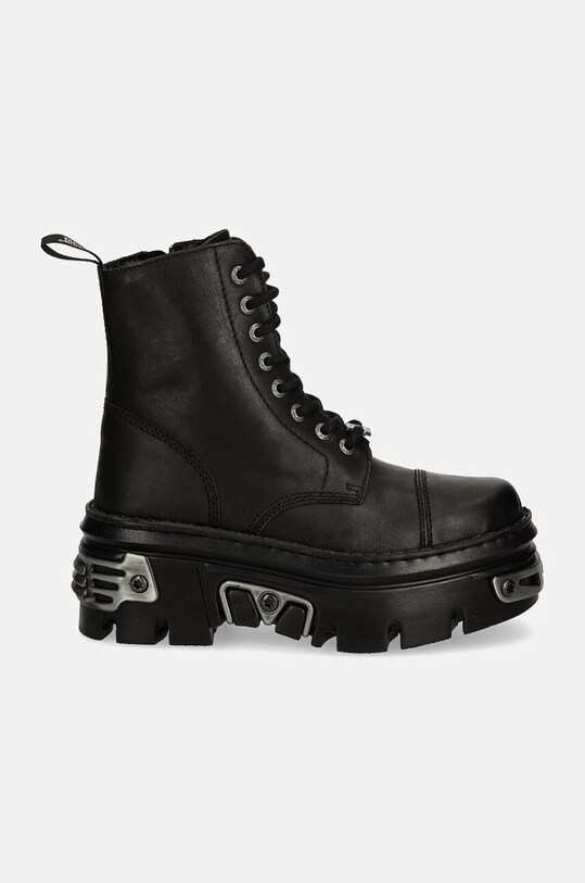 New Rock leather biker boots CRUST NEGRO + REACTOR NEGRO M.WALL083CCT.S12 black AW24