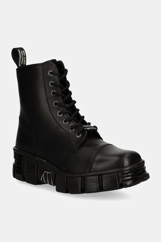 New Rock bocanci de piele CRUST NEGRO + TOWER CASCO NEGRO cu snur negru M.WALL083CCT.S7