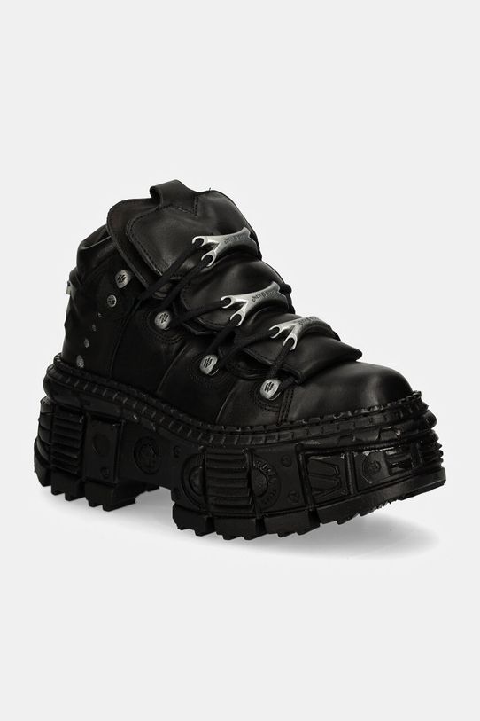 New Rock leather sneakers CRUST NEGRO + TANK CASCO NEGRO Planet friendly black M.WALL106.S12