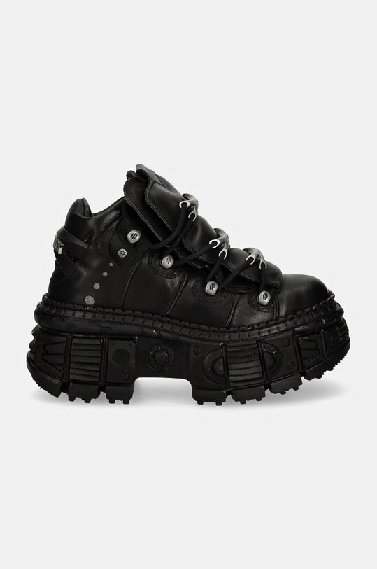 Δερμάτινα αθλητικά παπούτσια New Rock CRUST NEGRO + TANK CASCO NEGRO M.WALL106.S12 μαύρο AW24