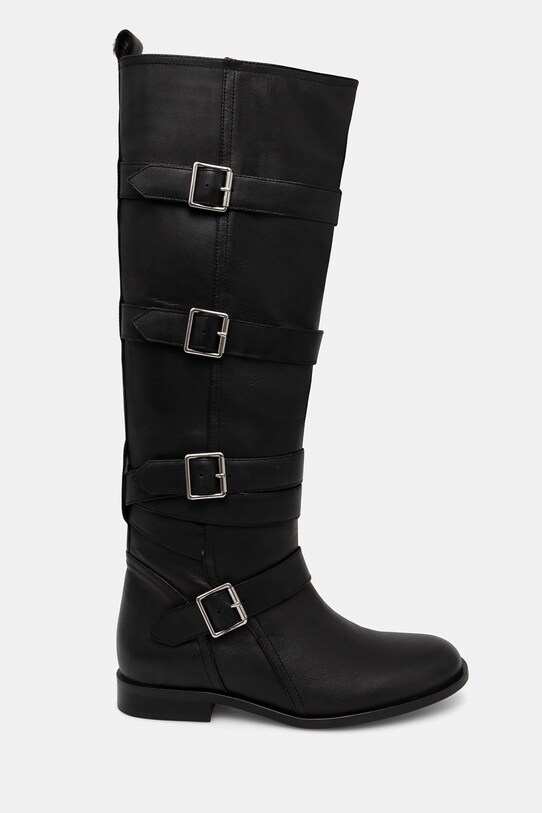 Twinset kozaki skórzane 242TGT124.00006 czarny AW24