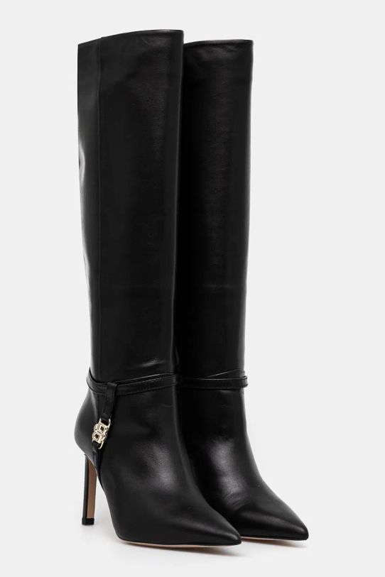 Обувки Кожени ботуши BOSS Janet 50529806.001 черен