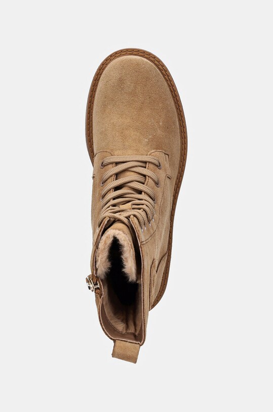 Čizme od brušene kože BOSS Rebby bež 50523589.260