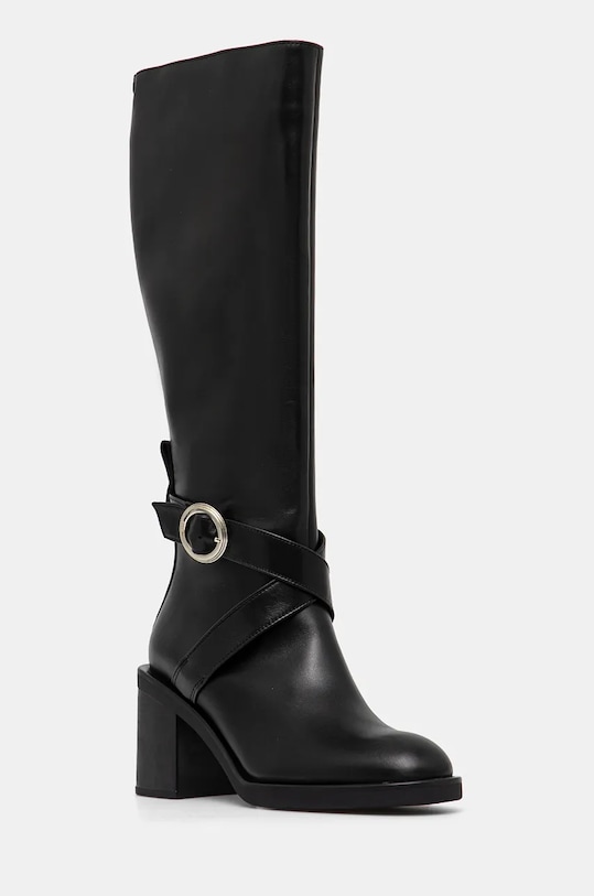 Kožené čižmy BOSS Camy usňová koža čierna 50536718.001