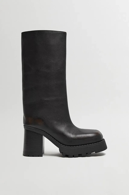 Кожени ботуши Miista Steffi платформа черен E8.3814