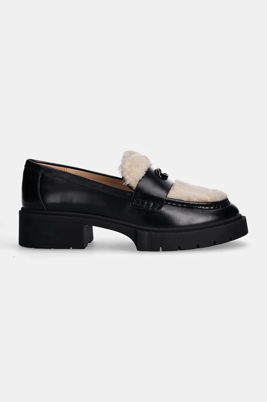 Coach bőr mokaszin Leah Shearling CX033.BK fekete AW24