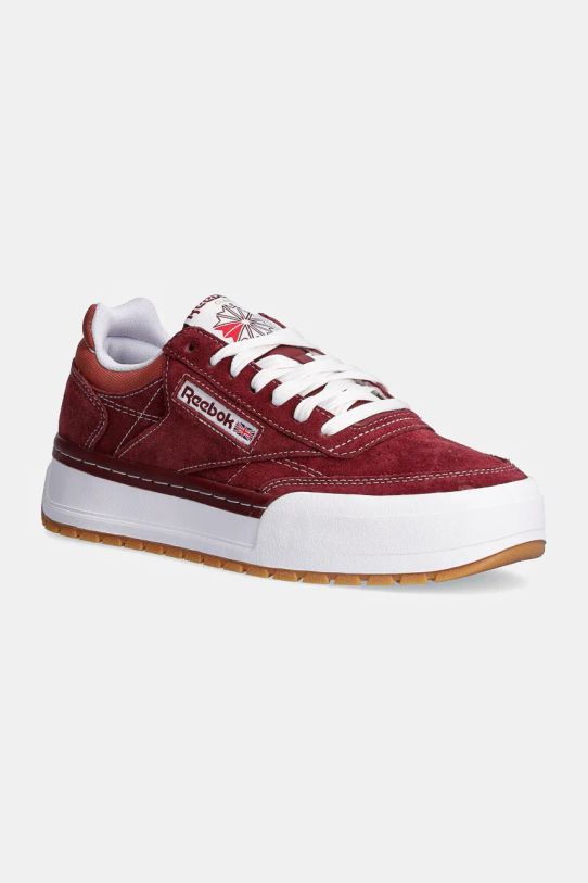 Reebok Classic sneakers din piele intoarsă Club C Megacourt plată burgundia 100201244