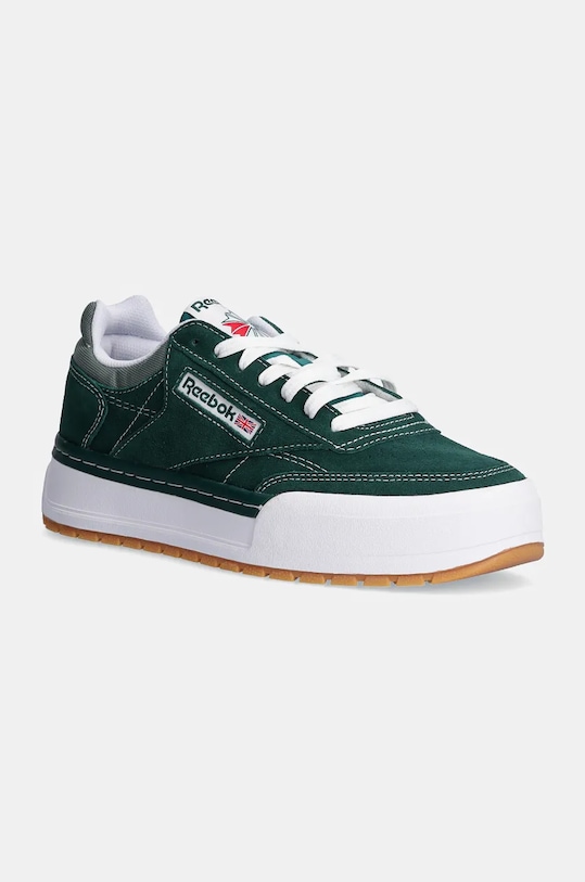 Reebok Classic sneakers din piele intoarsă Club C Megacourt plată verde 100201245