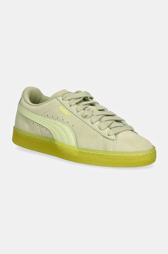 Puma sneakers din piele intoarsă Suede Classic Translucent plată verde 398818