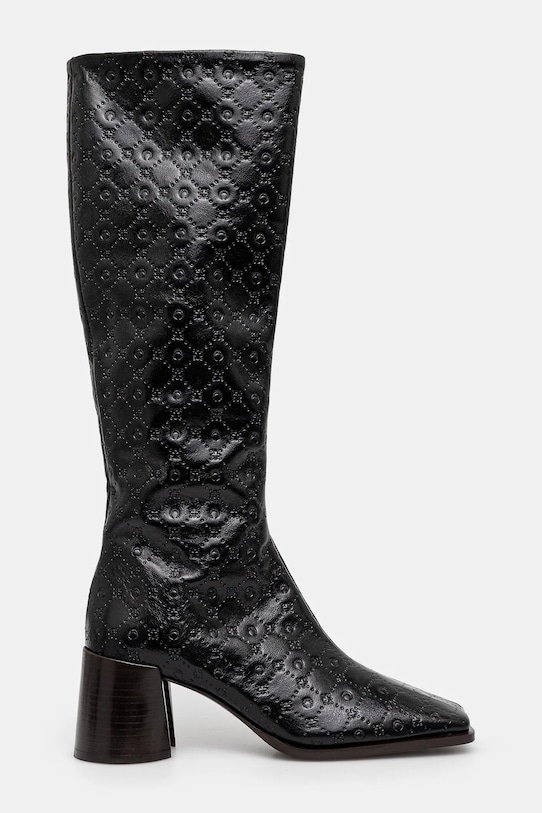 Шкіряні чоботи Marine Serre Moonogram Embossed Leather Ms Block High WFW038A.CLEA0051 чорний AW24